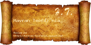Havran Teofánia névjegykártya
